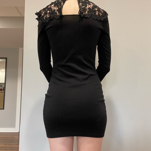 Long Sleeve Mini Dress with Lace Embellishments! - Picture 3 of 5